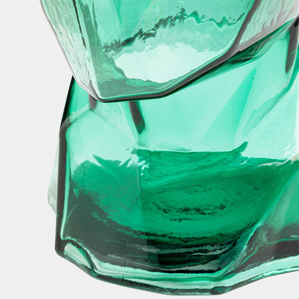 Prism Face - Glass Vase, Green