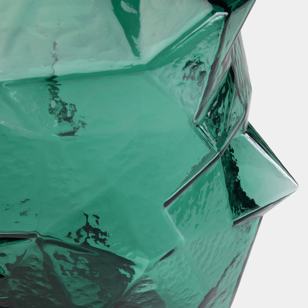 Prism Face - Glass Vase, Green