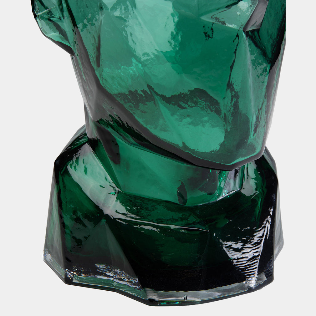 Prism Face - Glass Vase, Green