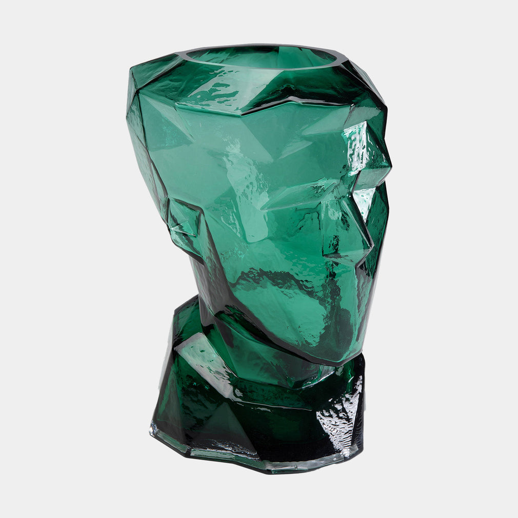Prism Face - Glass Vase, Green