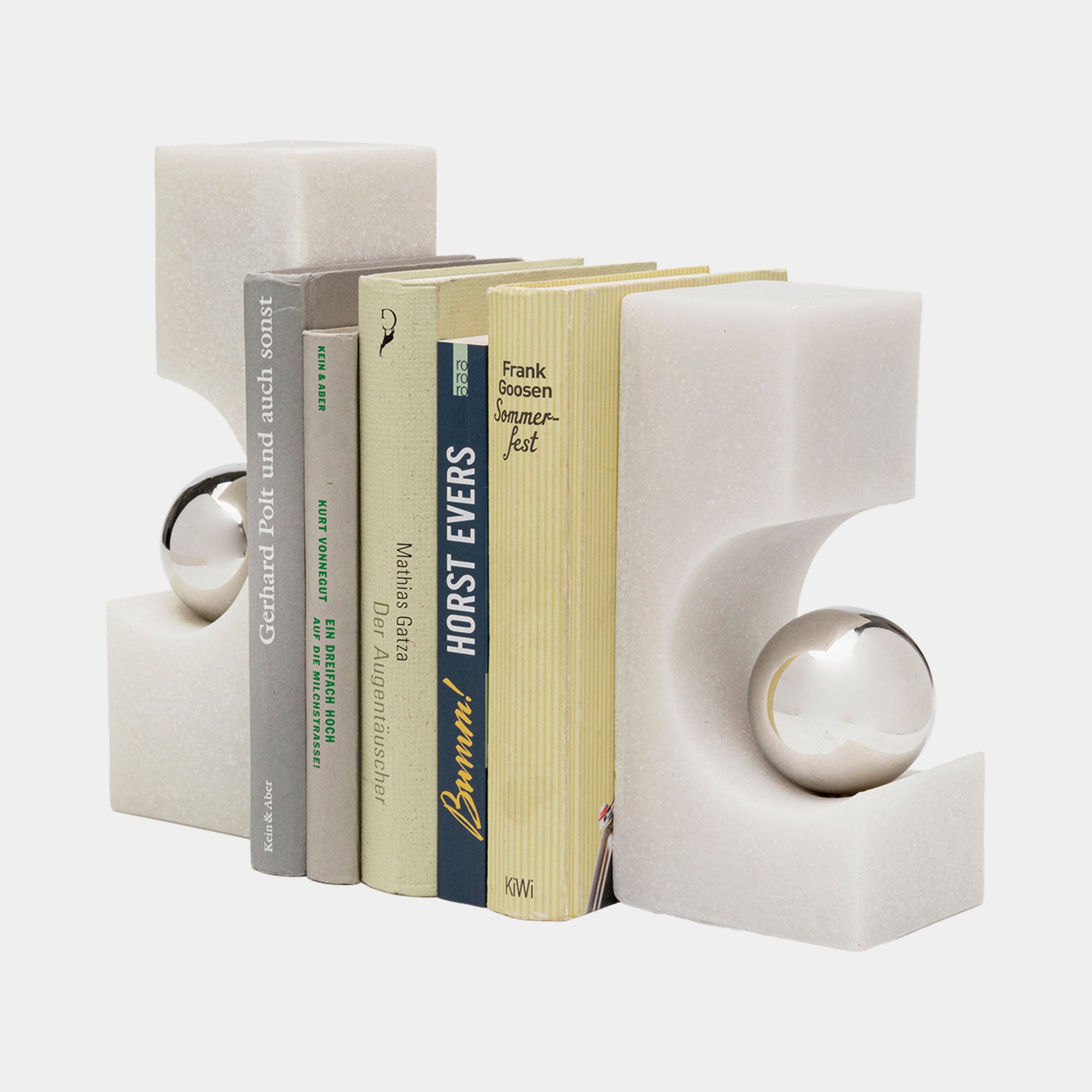Sphere Arc - White Marble Bookends