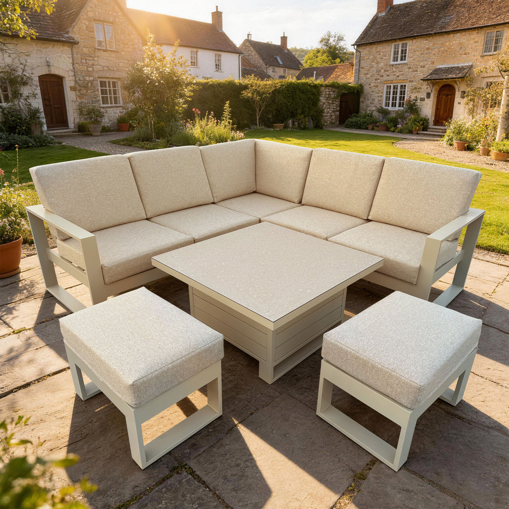 Mustique - Small Garden Corner Dining Set & Rising Table, Natural