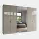 Florida - Wardrobe 300cm 6 Door 2 Mirror Pebble Grey