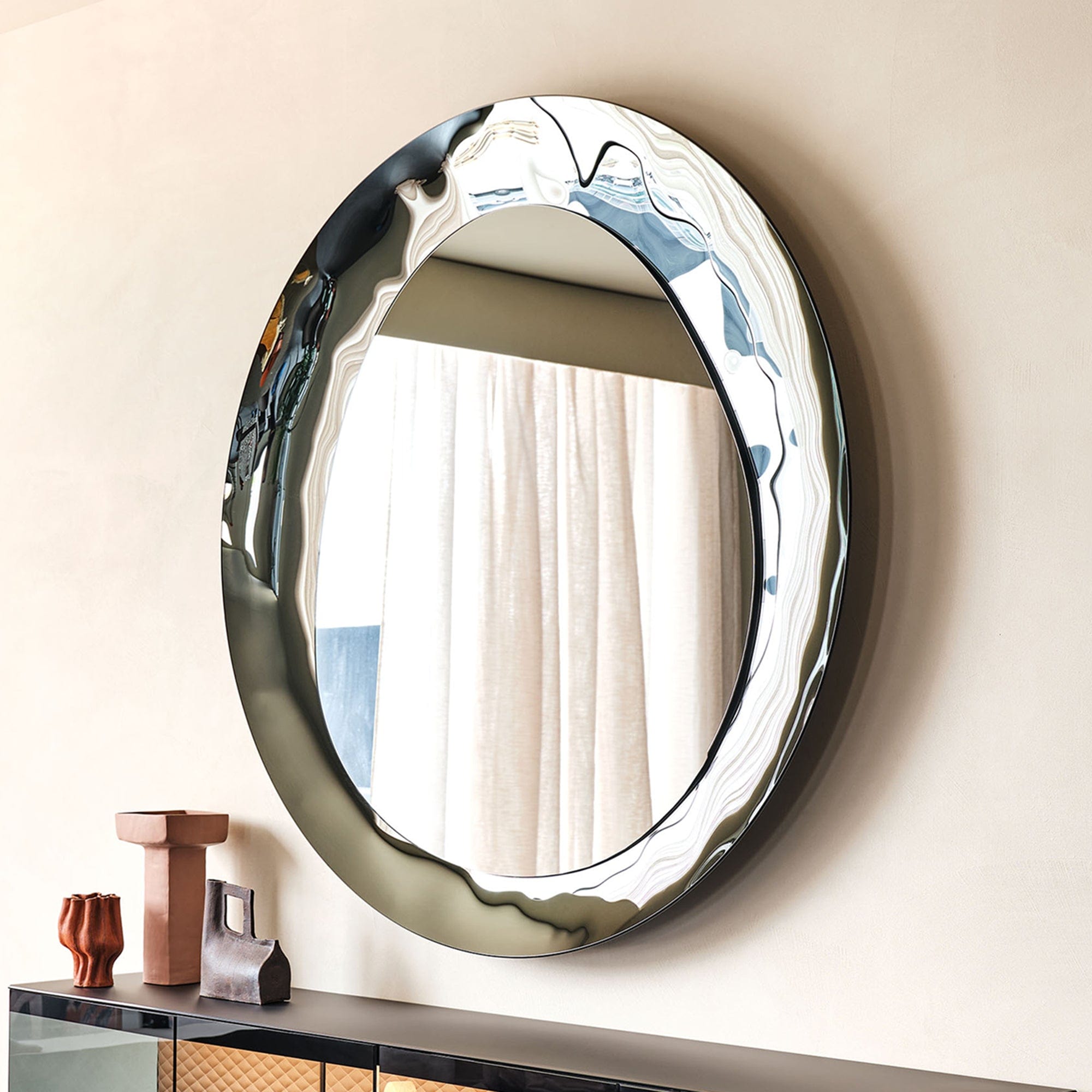 Cattelan Italia Cosmos - Round Mirror 157cm In Bronze Glass