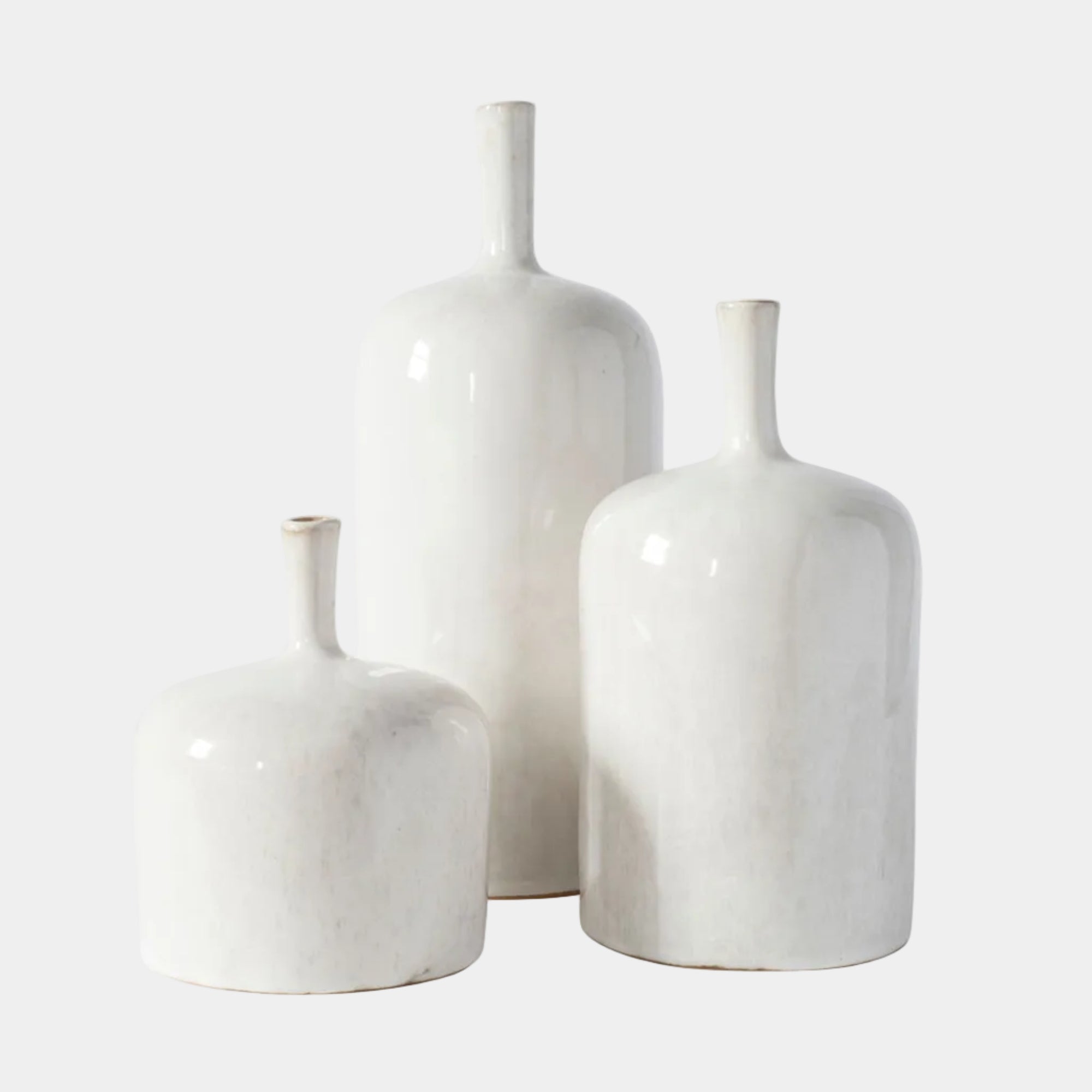 Chad - White Vase Ornaments, Set of 3