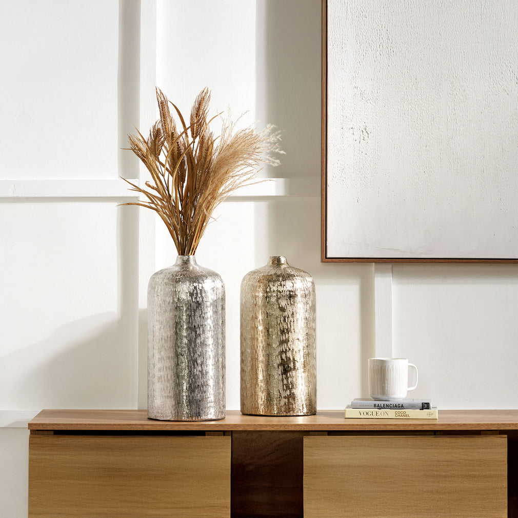 Cinder - Hammered Vase, Silver