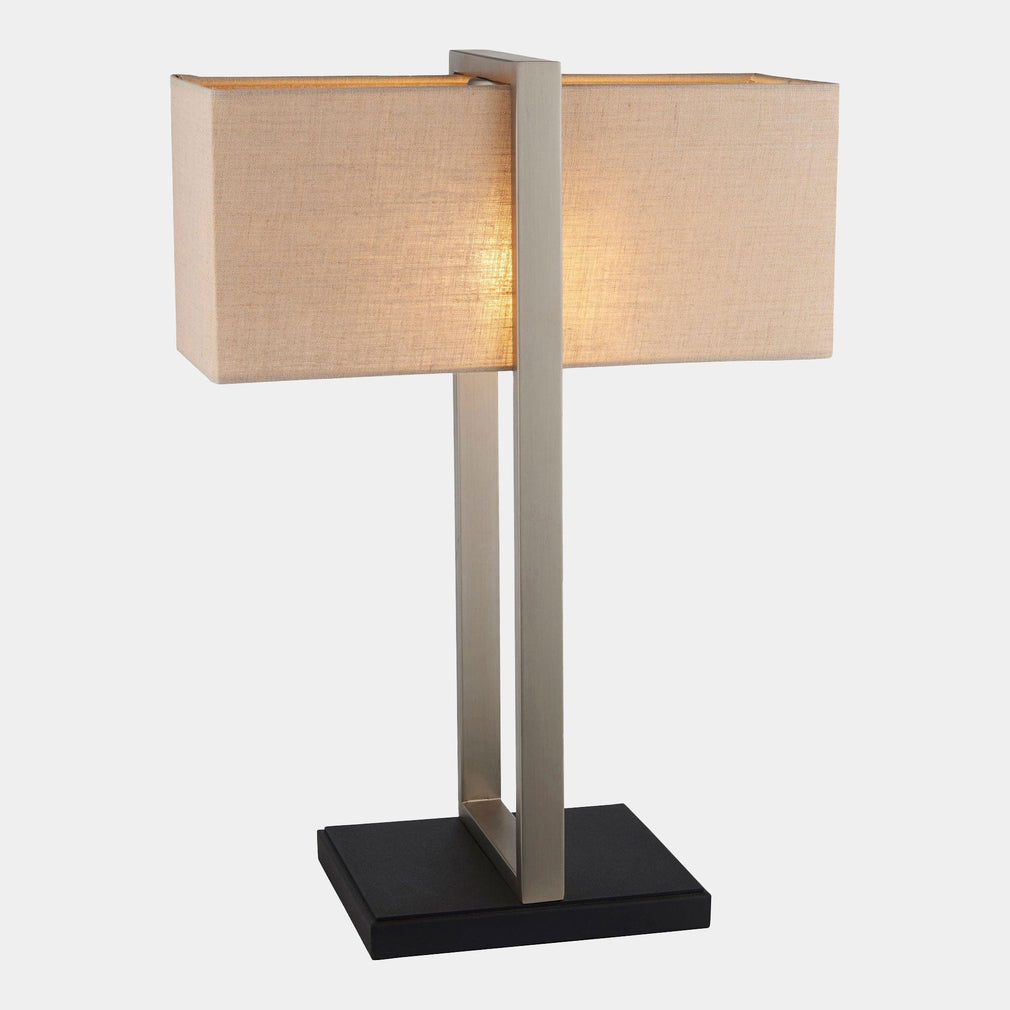 Adjunto Table Lamp Satin Nickle Natural Shade (LB)