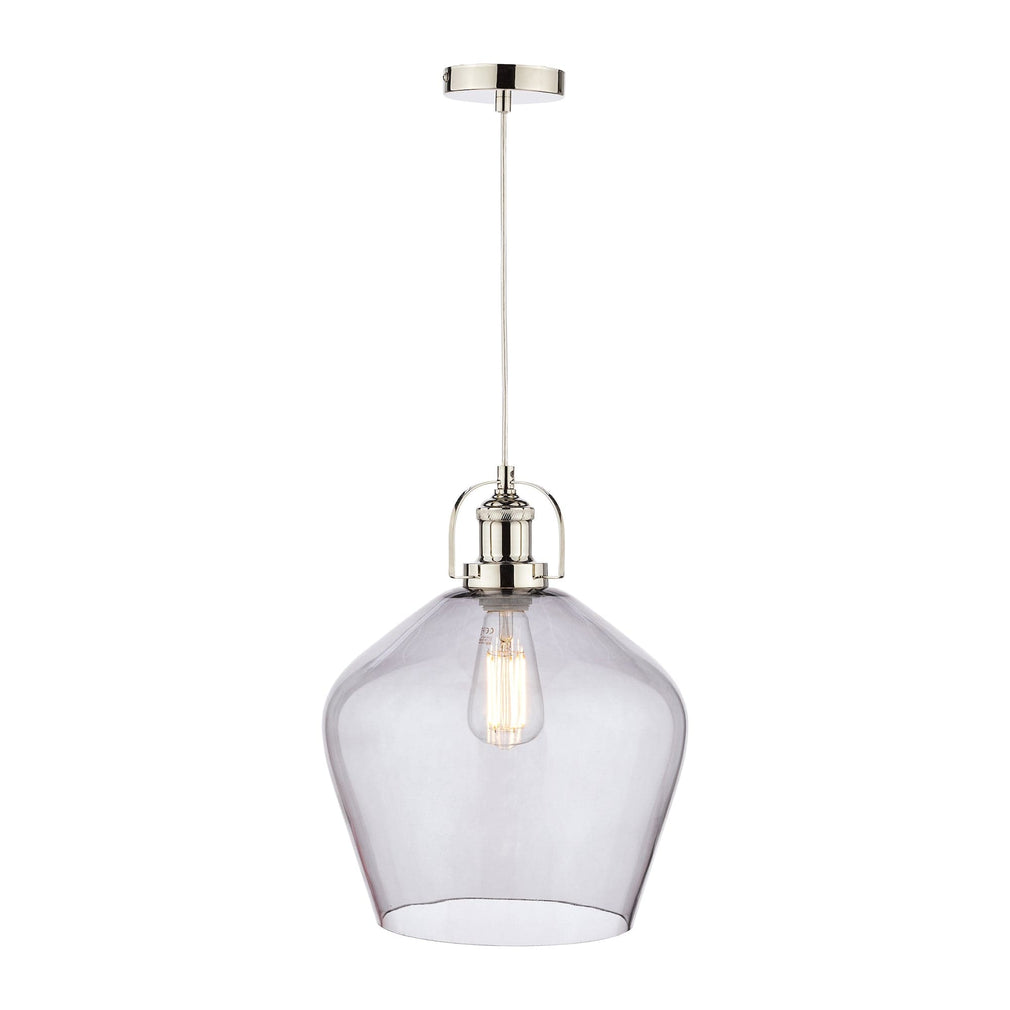 Laura Ashley Rye Pendant Polished Nickel Smoked Glass