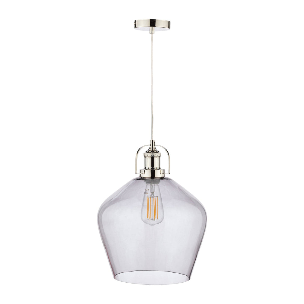 Laura Ashley Rye Pendant Polished Nickel Smoked Glass