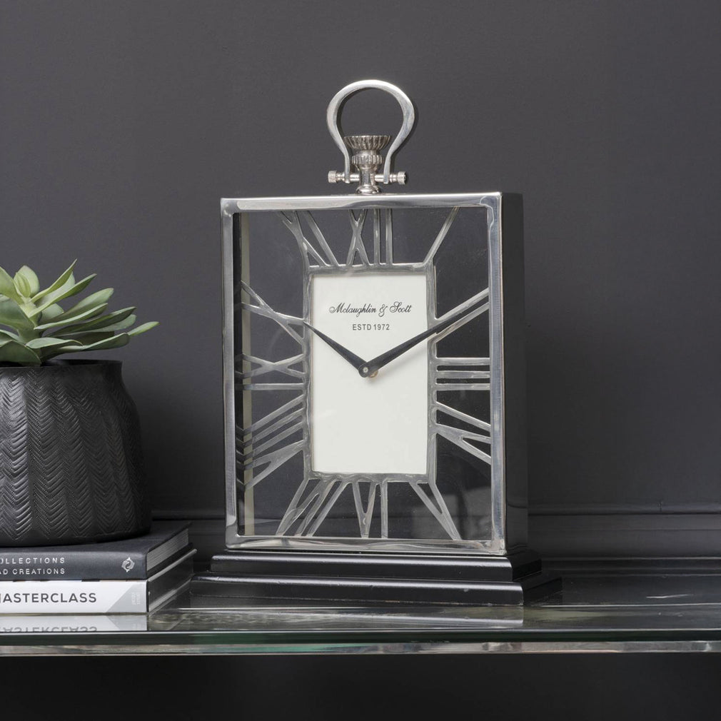 Newman Skeletal Mantel Clock - Silver