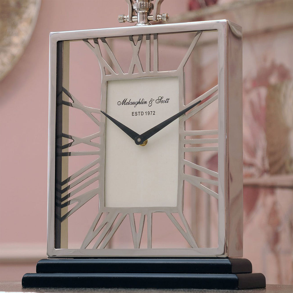 Newman Skeletal Mantel Clock - Silver