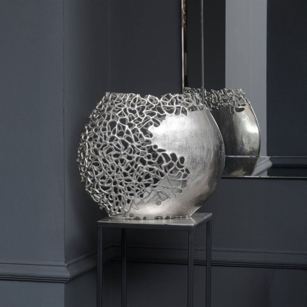 Flynn - Metal Vase, Silver
