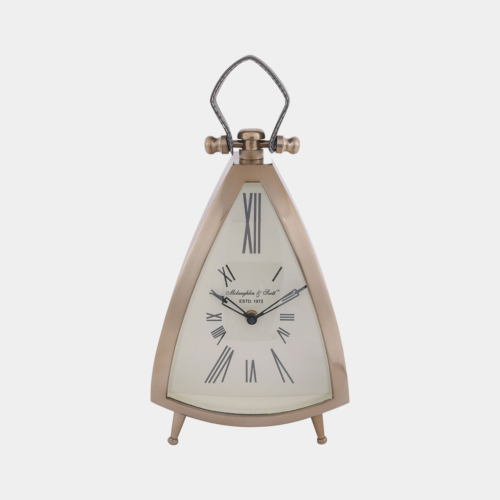Isosceles Curved - Brass Mantel Clock, Small