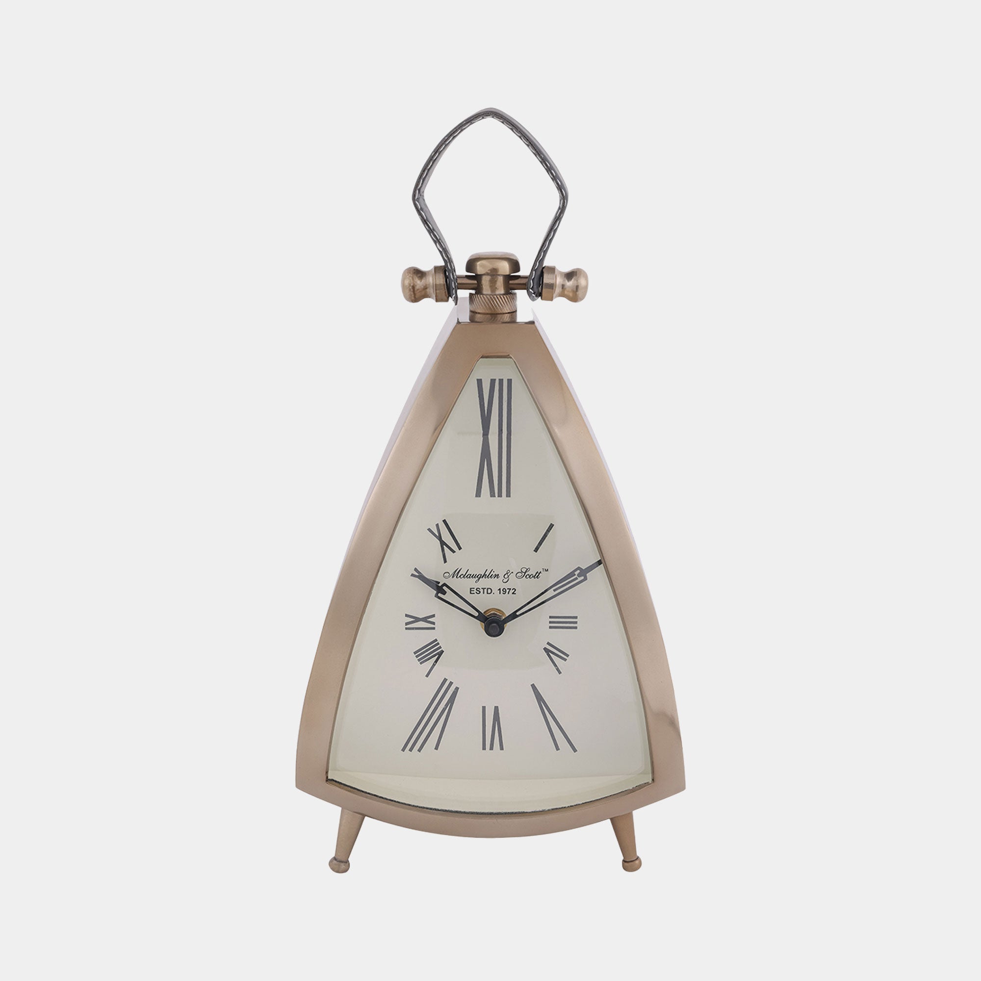 Isosceles Curved - Brass Mantel Clock, Small