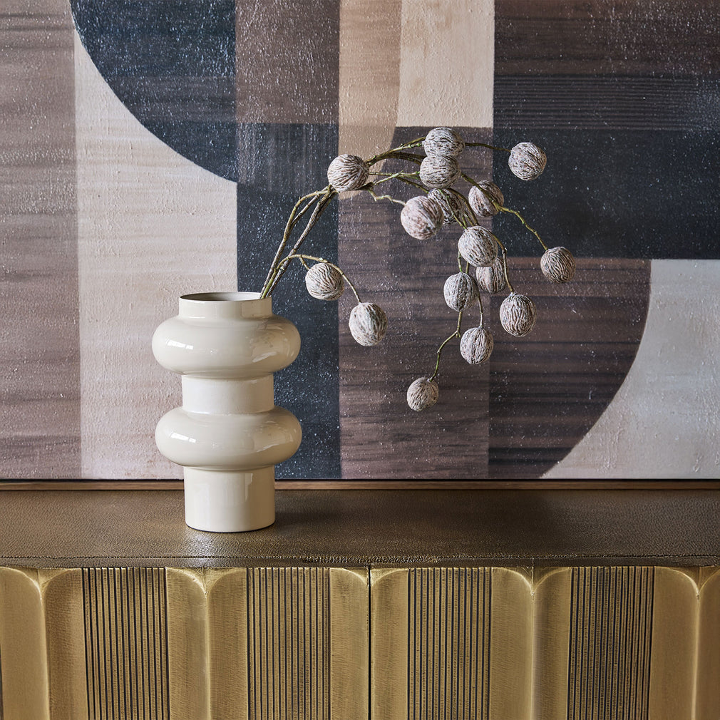 Ovolo Small - Metal Vase, Cream