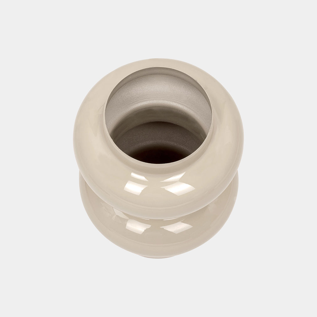 Ovolo Small - Metal Vase, Cream
