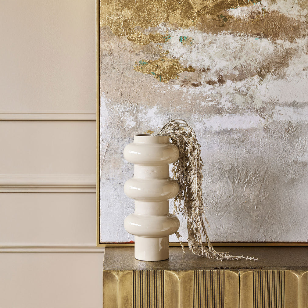 Ovolo Large - Metal Vase, Cream