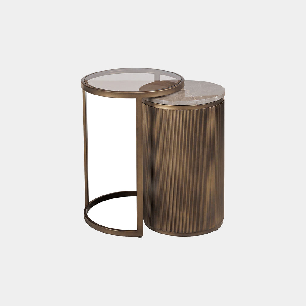 Kingston - Stone Effect Side Tables, Set of 2