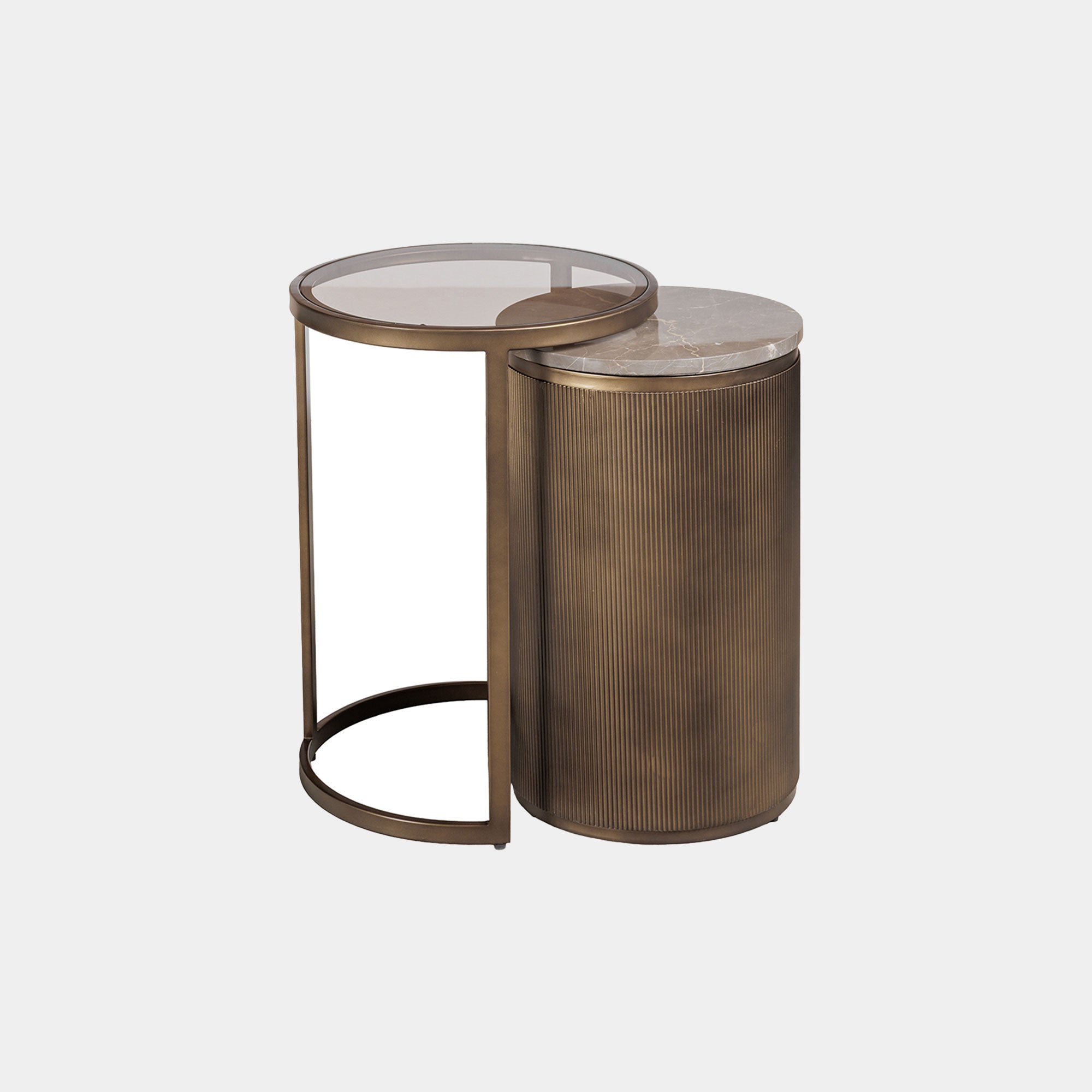 Kingston - Stone Effect Set of 2 Side Tables