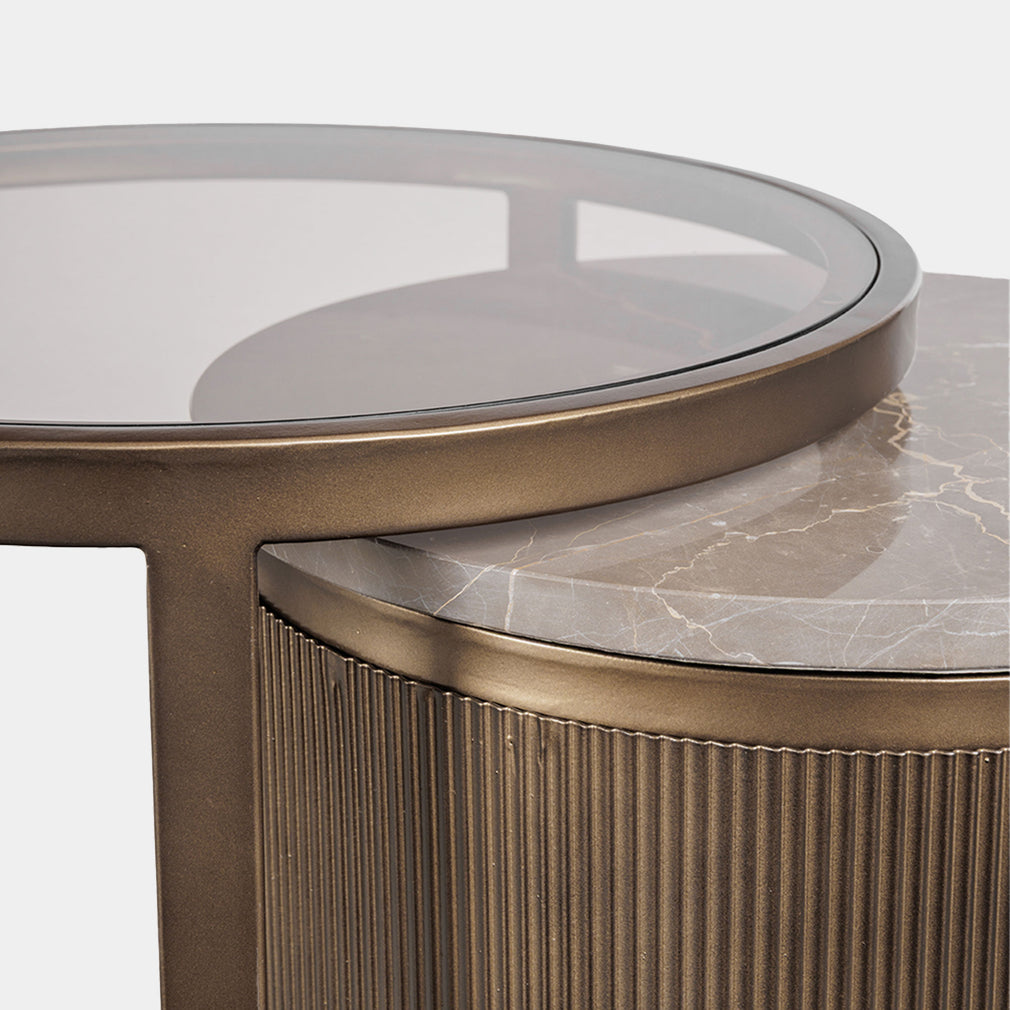 Kingston - Stone Effect Side Tables, Set of 2