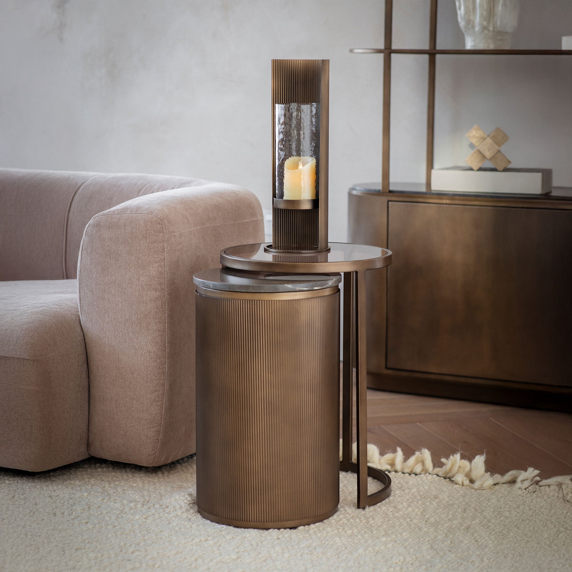 Kingston - Stone Effect Set of 2 Side Tables