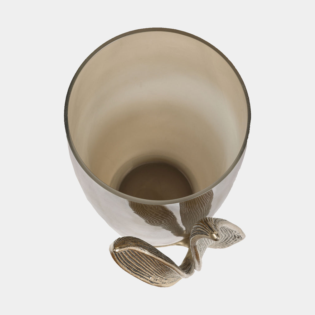 Folia Ombre - Glass Vase, Antique Gold Leaf