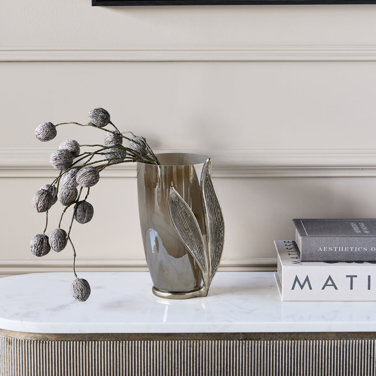Folia Ombre - Glass Vase, Antique Gold Leaf