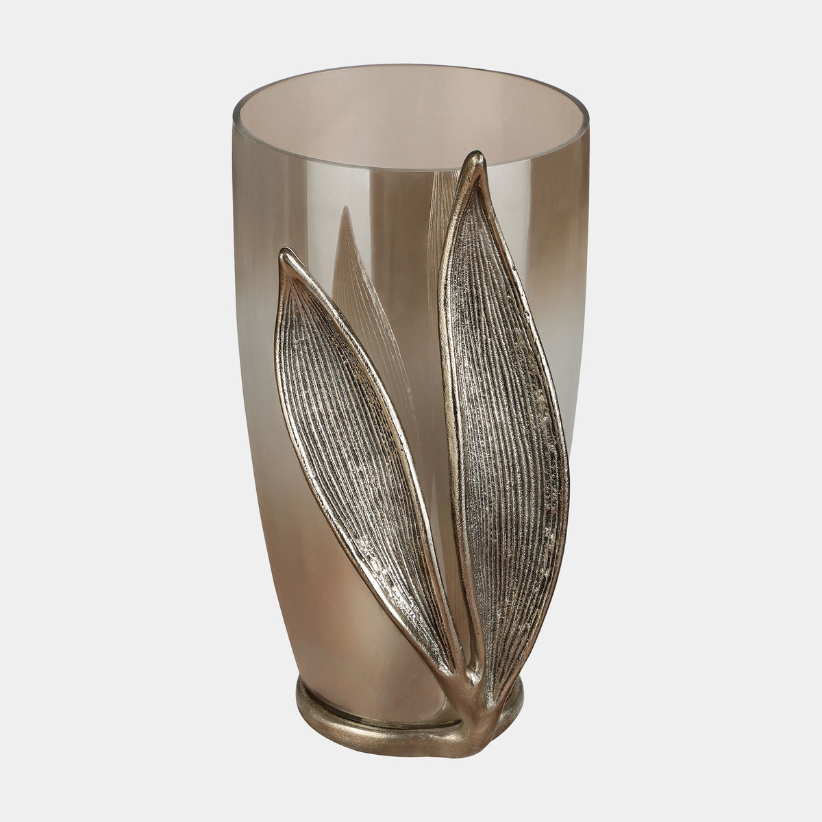 Folia Ombre - Glass Vase, Antique Gold Leaf