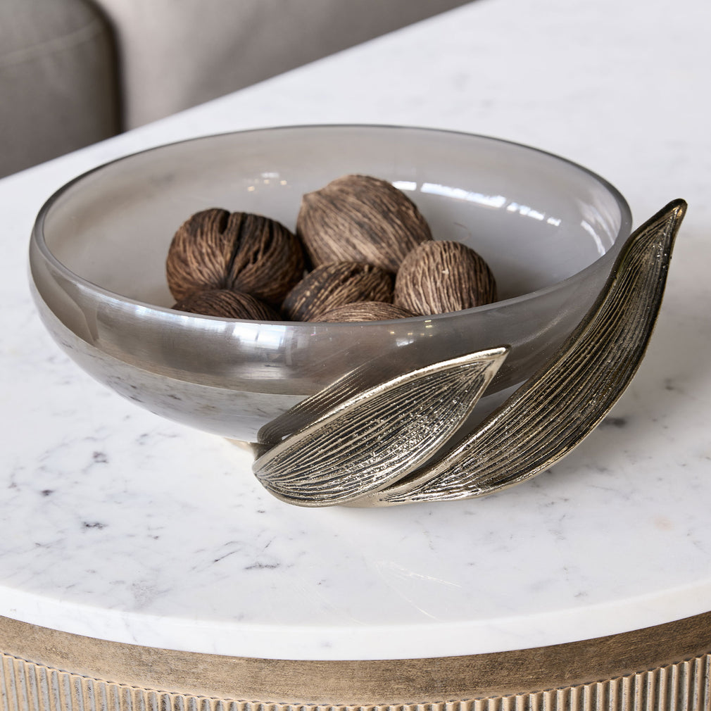 Folia Ombre - Decorative Bowl, Antique Gold Leaf Glass