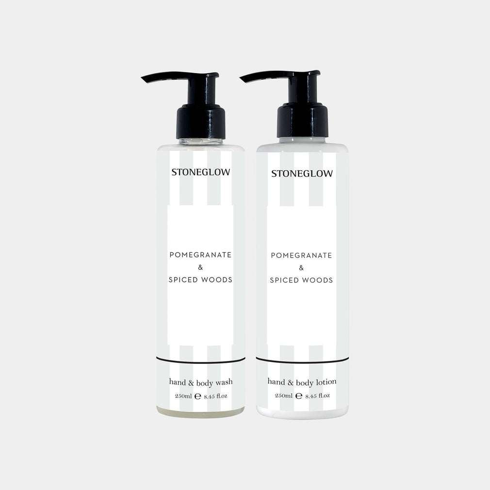 Stoneglow Modern Classics - Pomegranate & Spiced Woods Body Wash & Lotion, Set Of 2