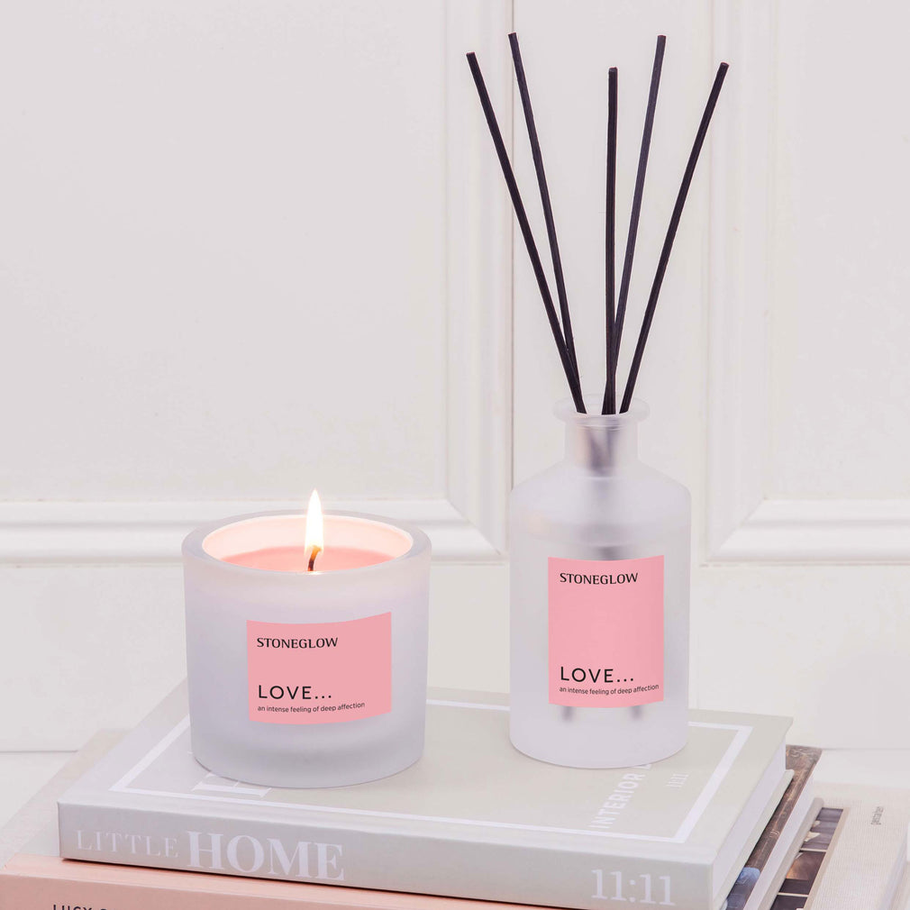 Stoneglow Affirmations - Love Reed Diffuser & Scented Candle, Set Of 2