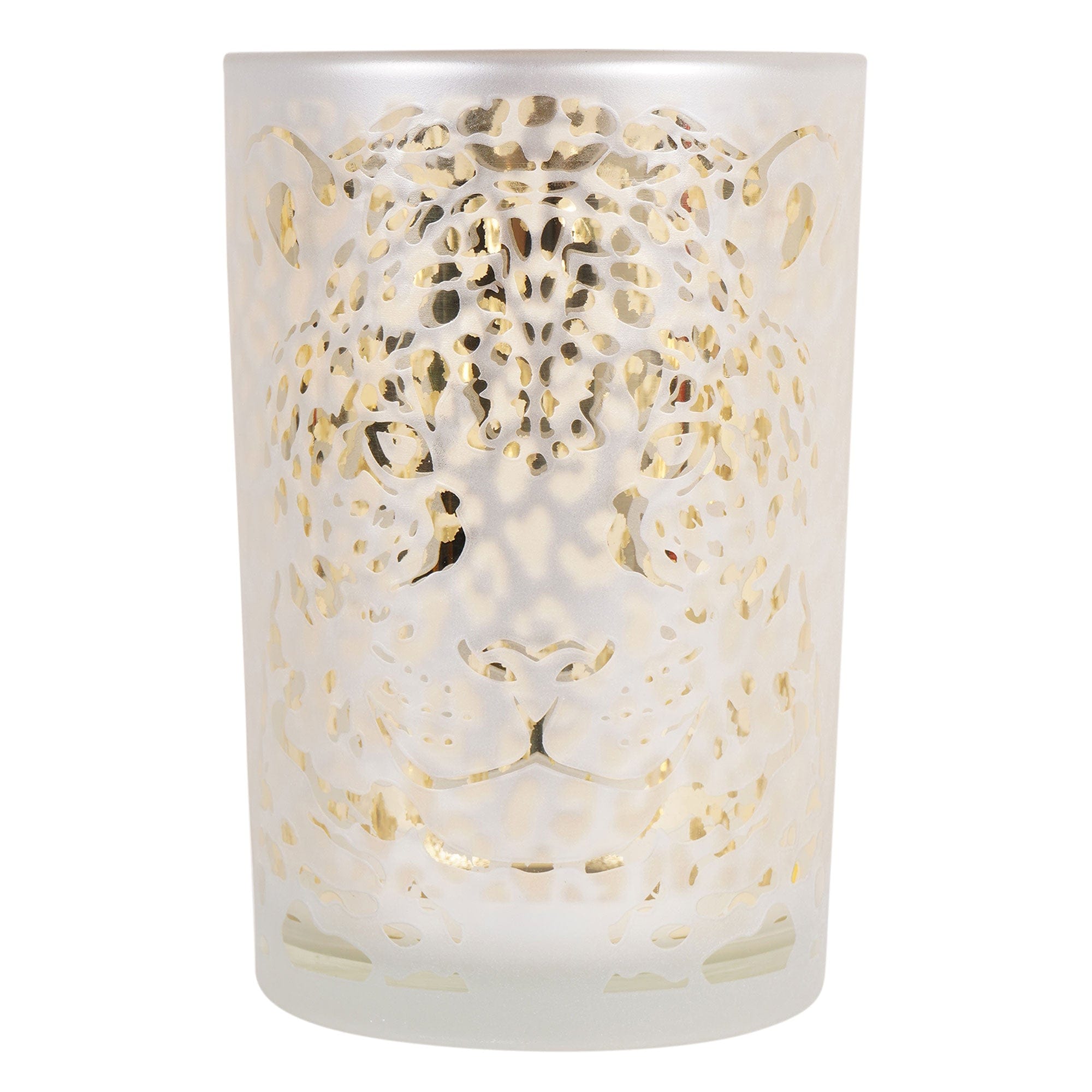 Leopard Head - Glass Candle Holder Large