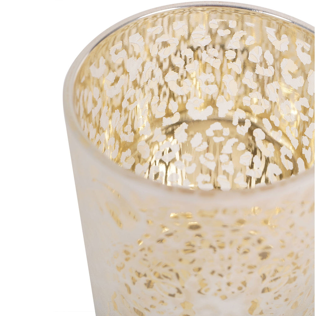 Leopard Head - Glass Candle Holder Small