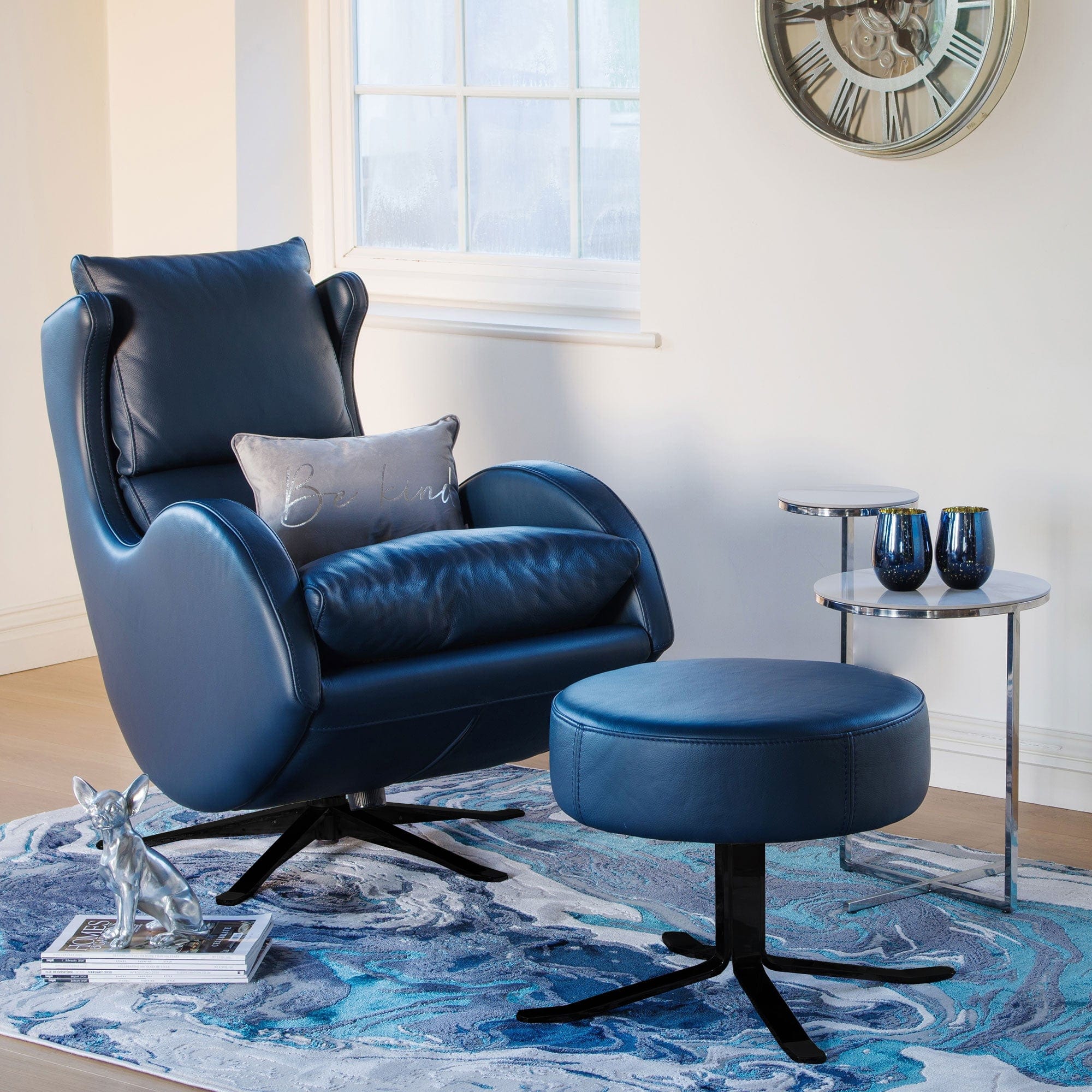 Footstool In Dalmata Leather