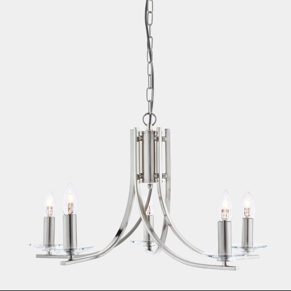 Flow Satin Silver - Ceiling Pendant Light, 5 Light
