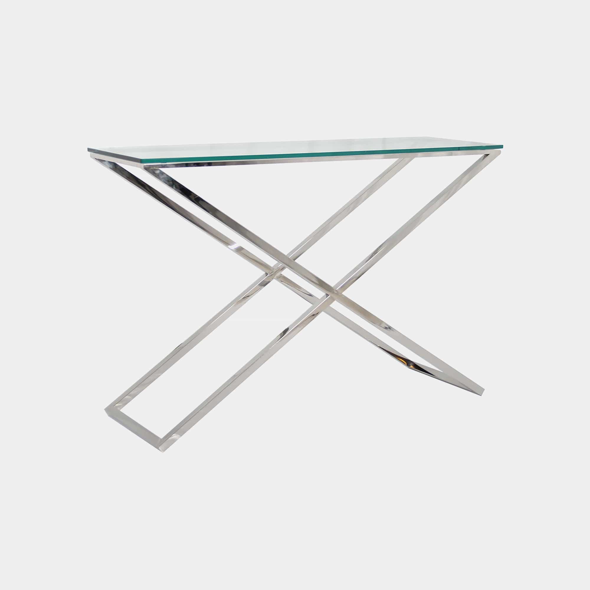 Console Table With Clear Glass Top/Stainless Steel