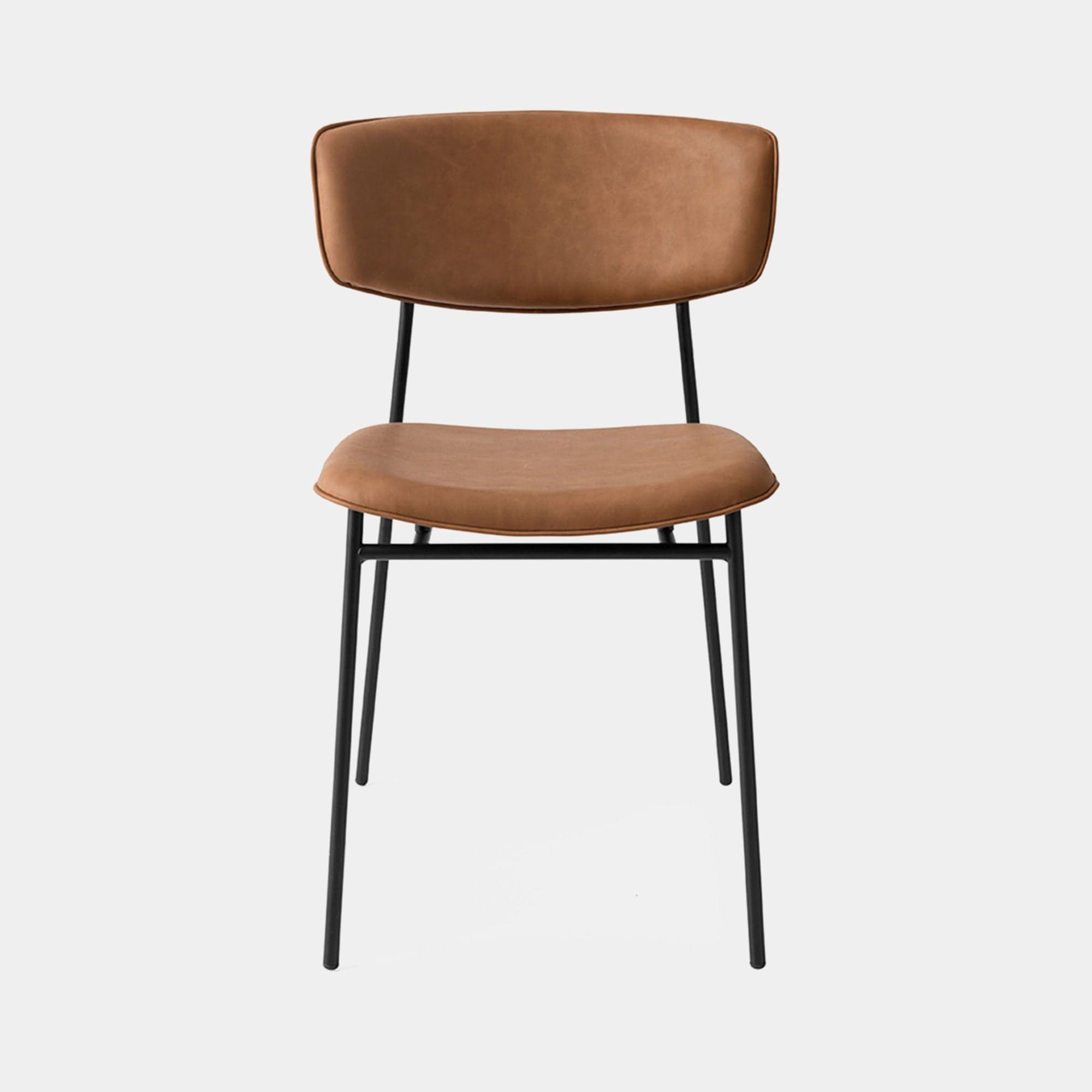 Calligaris Fifties - CS/1854-V Dining Chair In S0B Tobacco Fabric With P15 Matt Black Frame