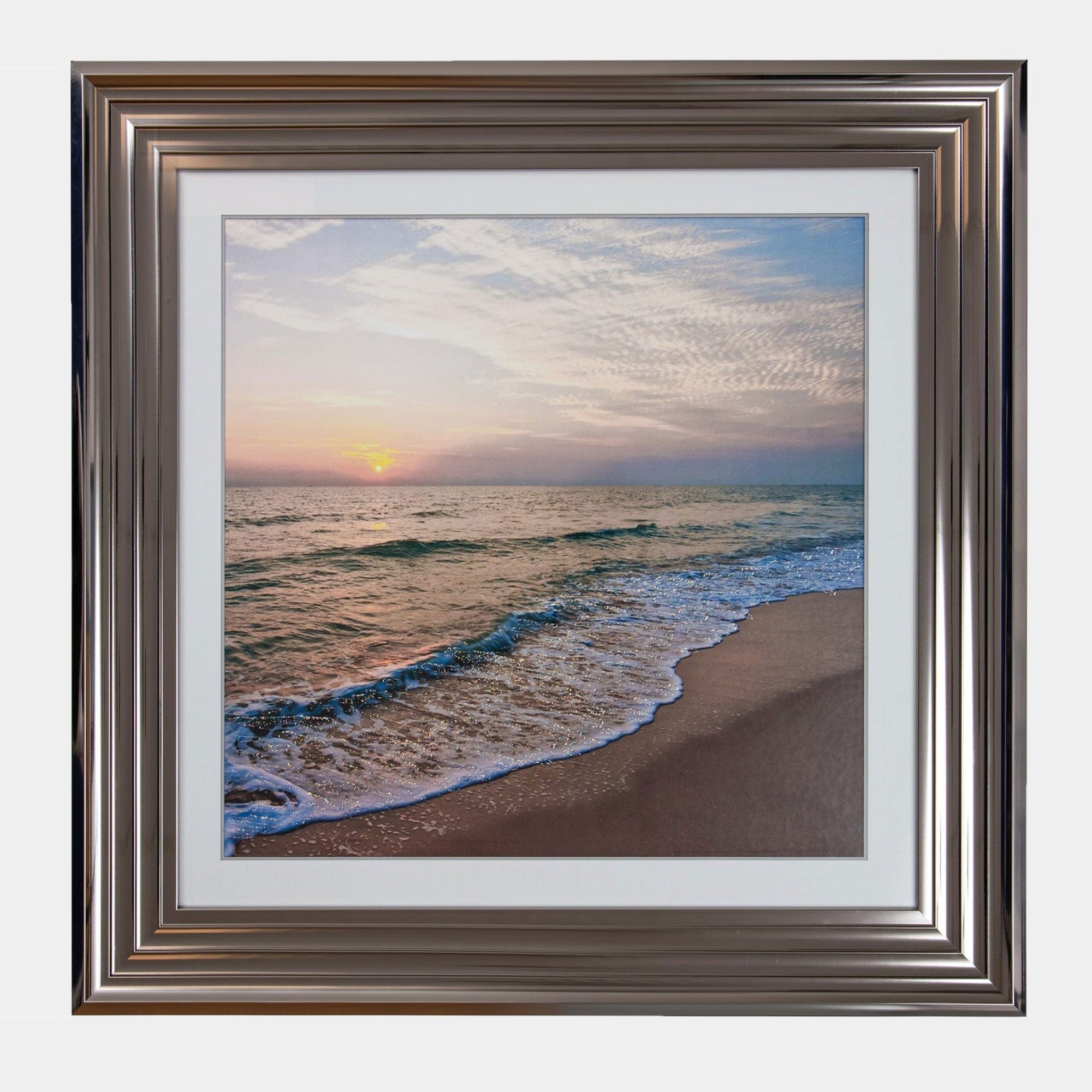The Beach - Framed Liquid Wall Art, Square
