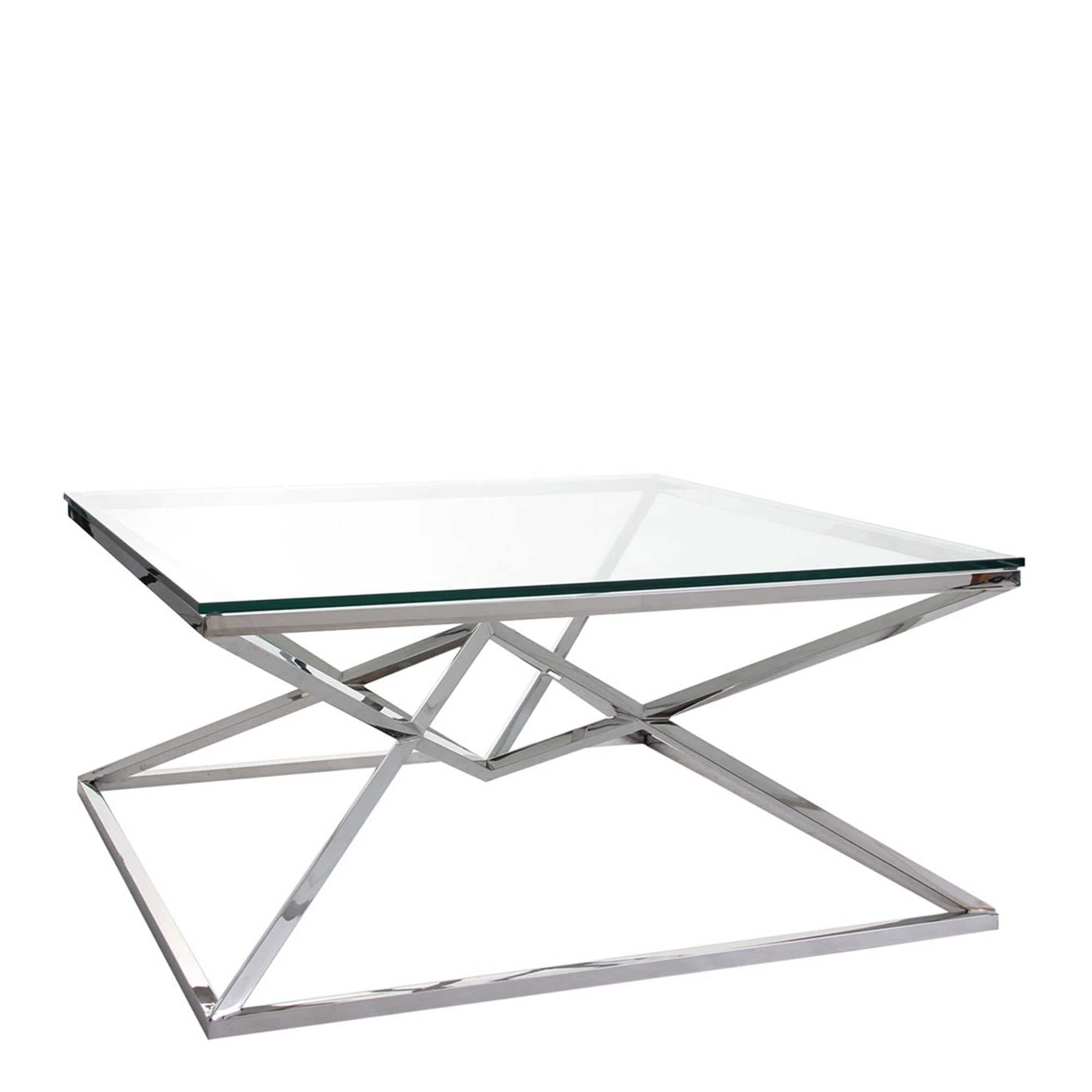 Rhombus - Coffee Table With Clear Glass Top Stainless Steel Frame