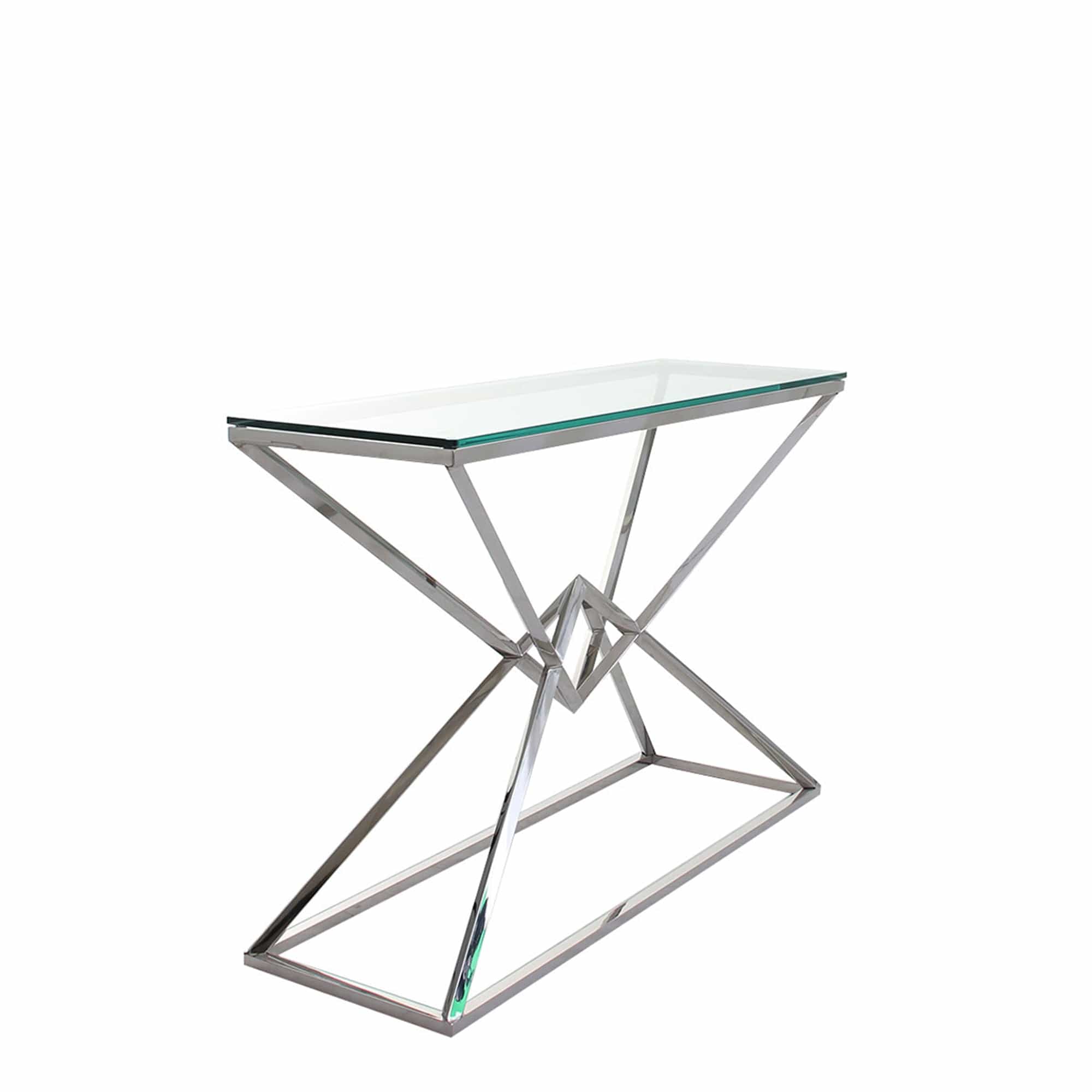 Rhombus - Console Table With Clear Glass Top Stainless Steel Frame