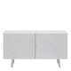 2 Door Sideboard In GF69 Graphite Structure & Soft Leather Doors