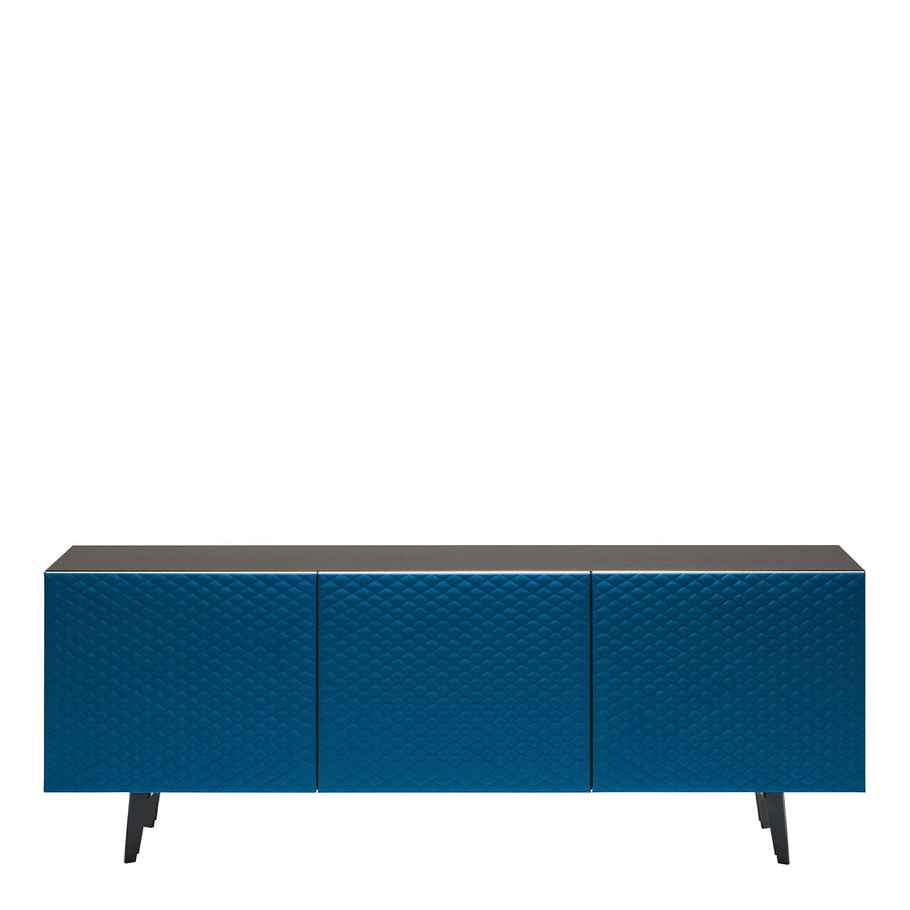 3 Door Sideboard In GF69 Graphite Structure & Soft Leather Doors