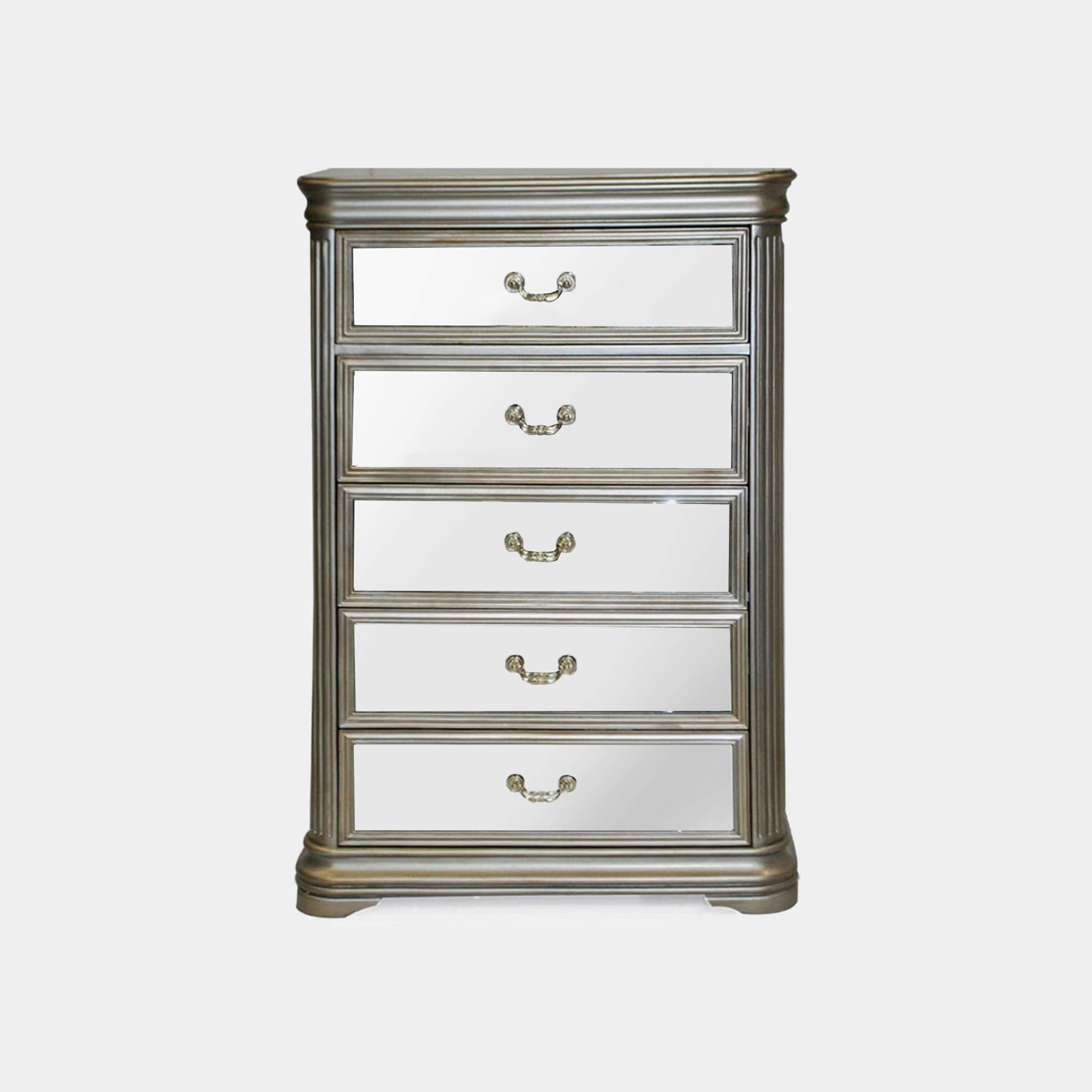 Tall 5 Drawer Chest Eucalyptus With Mirror Front