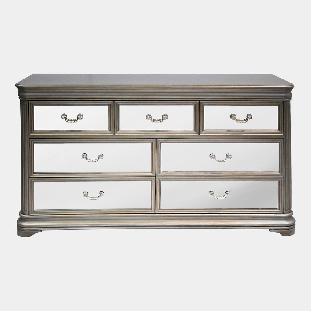 Wide 7 Drawer Chest Eucalyptus With Mirror Front