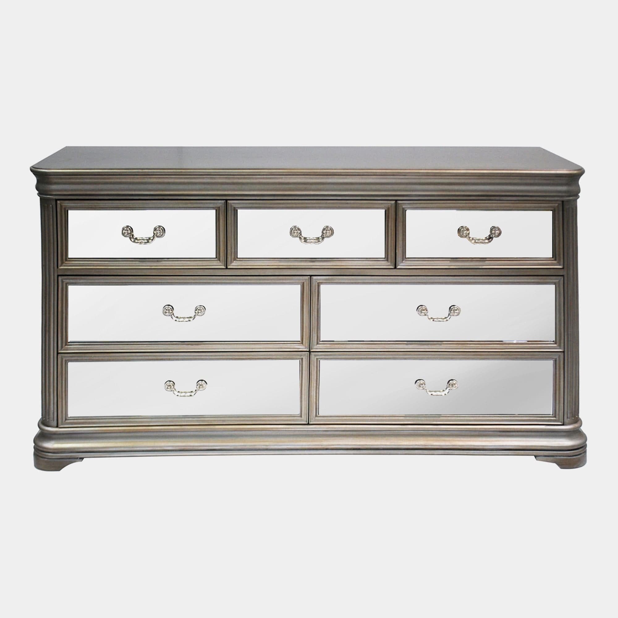 Wide 7 Drawer Chest Eucalyptus With Mirror Front