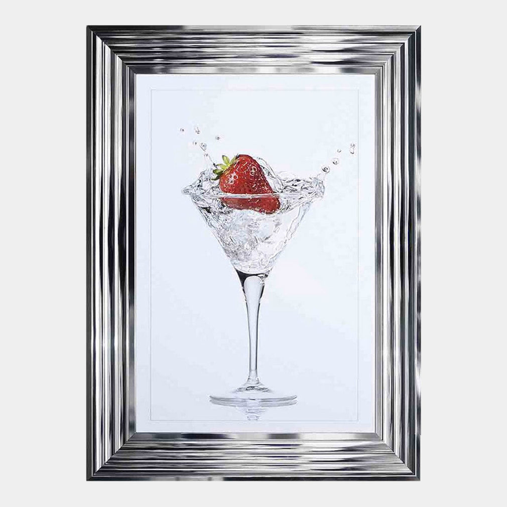 Strawberry Cocktail - Framed Liquid Wall Art
