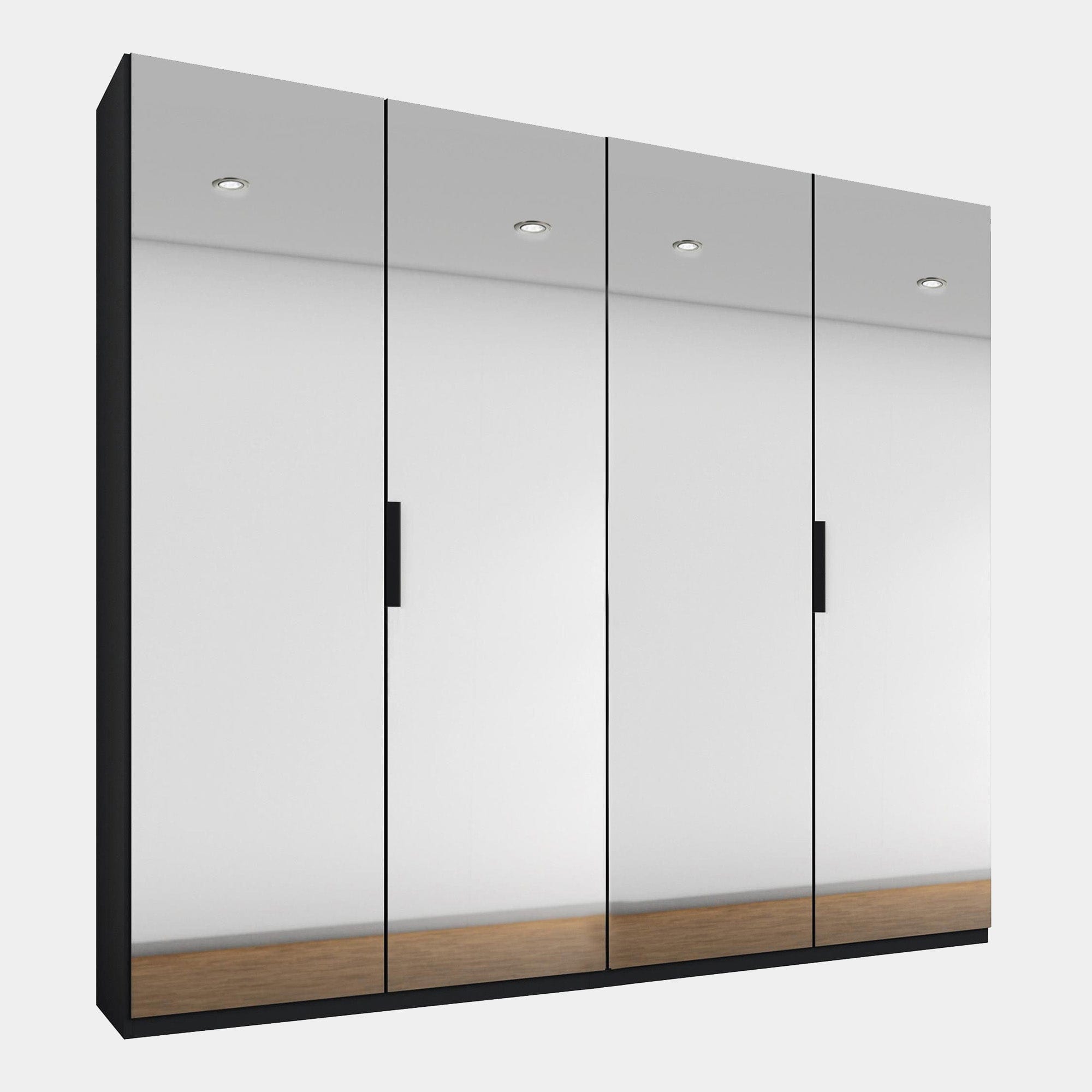 5V1H 201cm 4 Door Hinged Wardrobe With Mirrored Glass Front