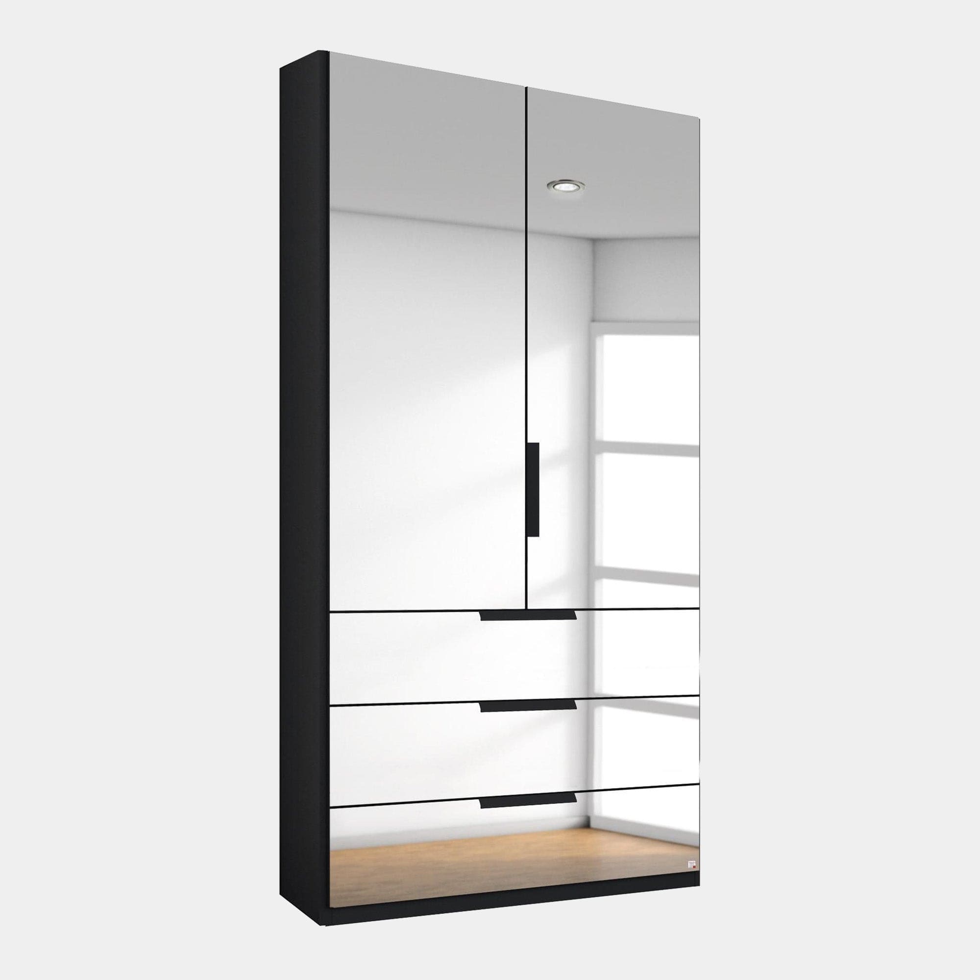 5S19 101cm 2 Door/3 Drawer Hinged Combi Wardrobe With Mirrored Glass Front