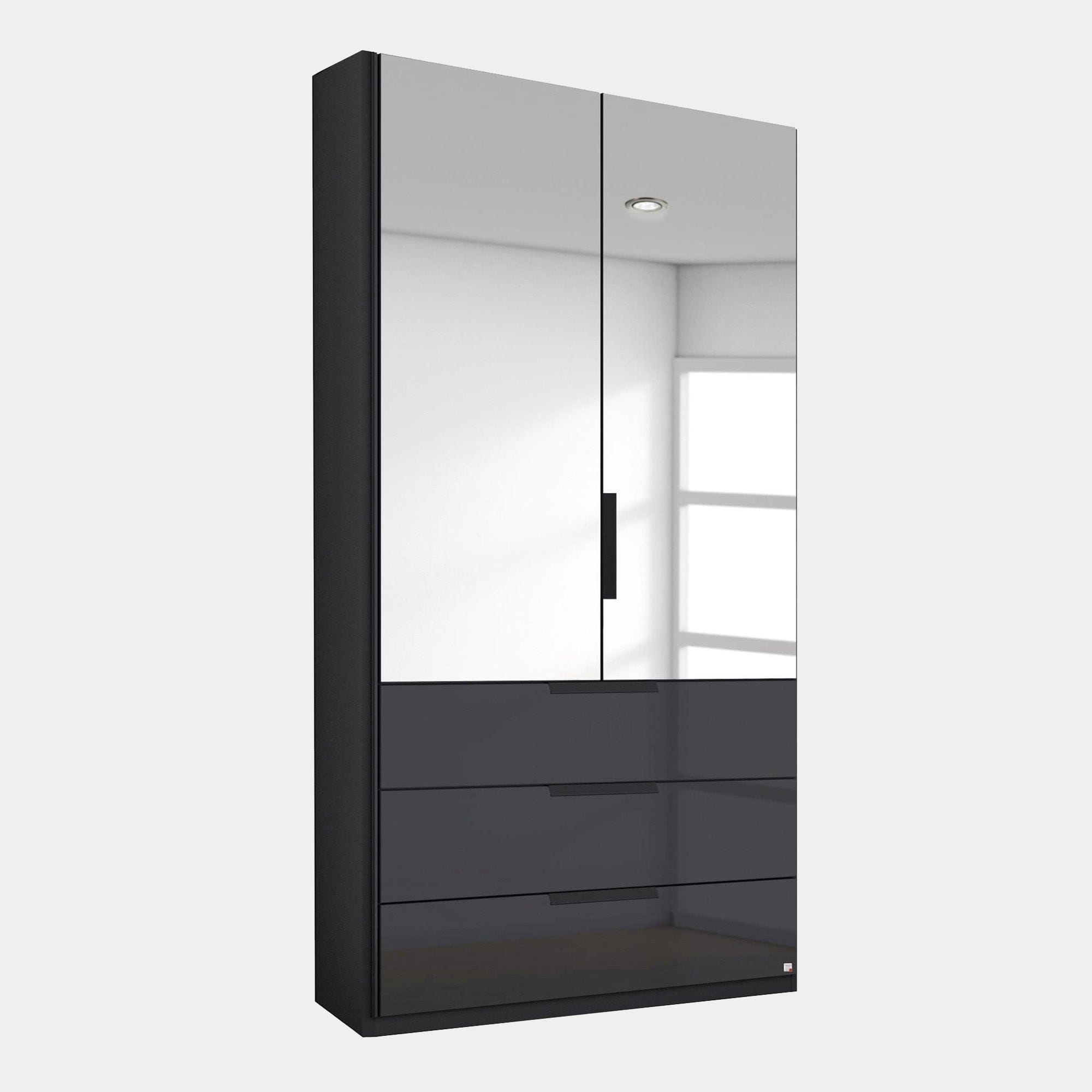 5GS6 101cm 2 Door/3 Drawer Hinged Combi Wardrobe With Coloured/Mirrored Glass Front