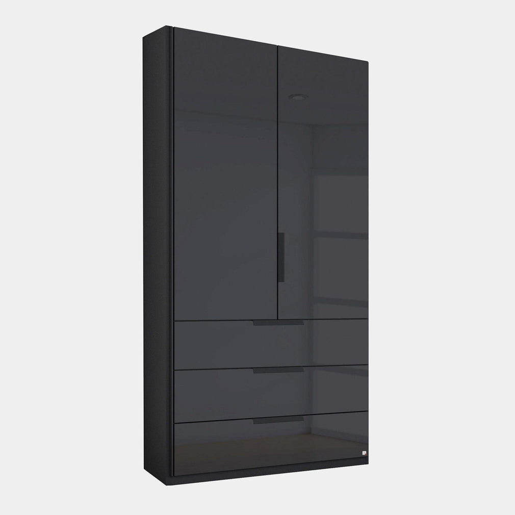 5G36 101cm 2 Door/3 Drawer Hinged Combi Wardrobe With Coloured Glass Front